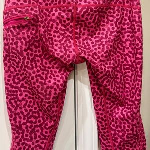Lululemon Run Top Speed Crop Polka Dot Magenta Pink Leggings Size 8 Athletic